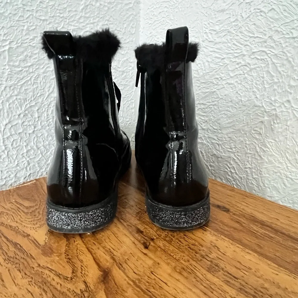 MIA Black Patent Combat Boots with Glitter Sole